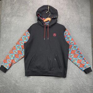 Hooey Mens Aztec Sleeve Hoodie Black Southwestern Print Pullover Large‎